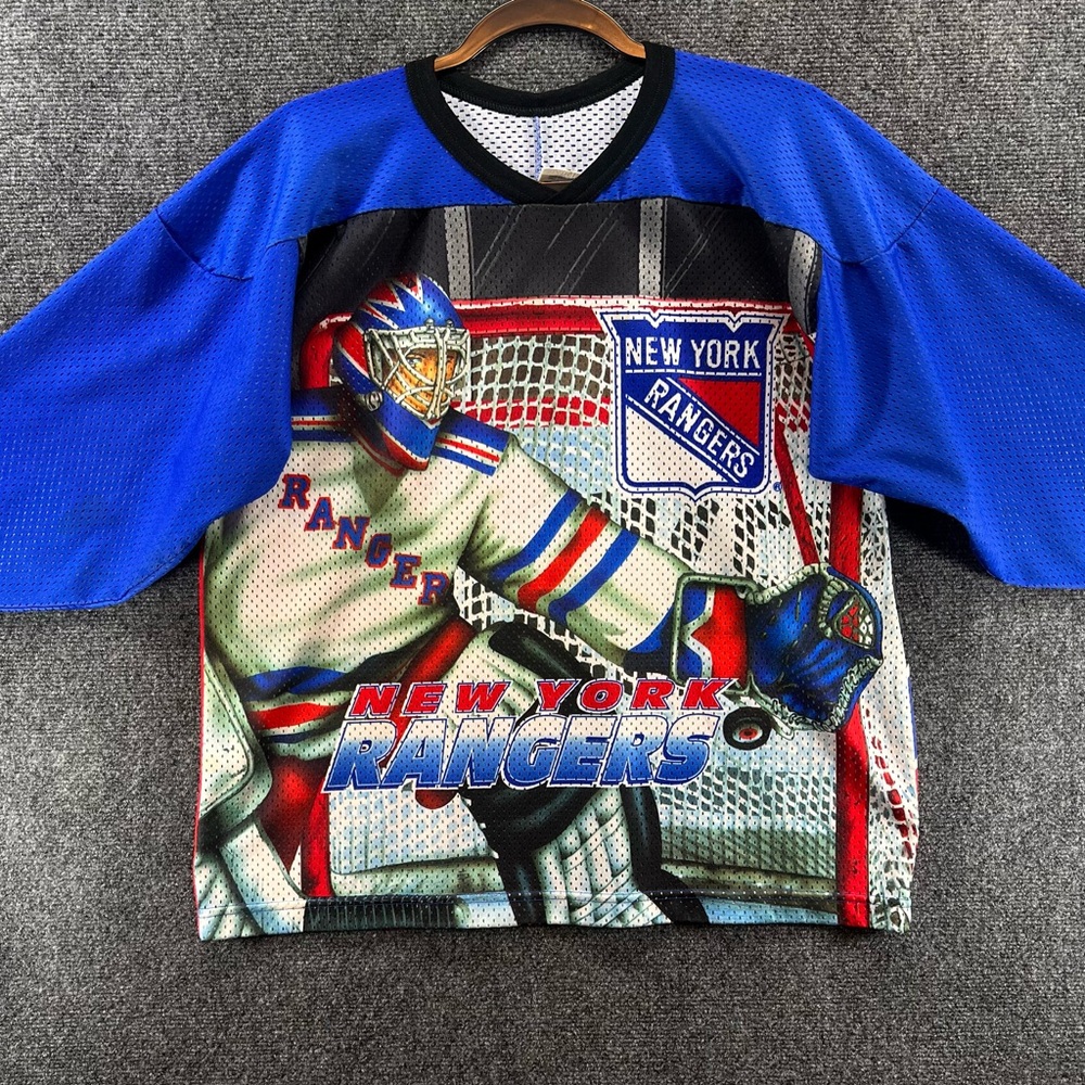 Vintage New York Rangers Jersey Youth Boys Large/XL NHL Hockey CCM Goalie 90s